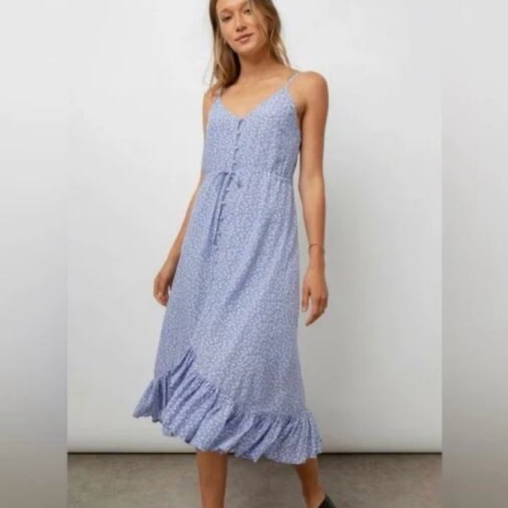 Rails Light Lavender Floral Midi Dress with Ruffle Hem